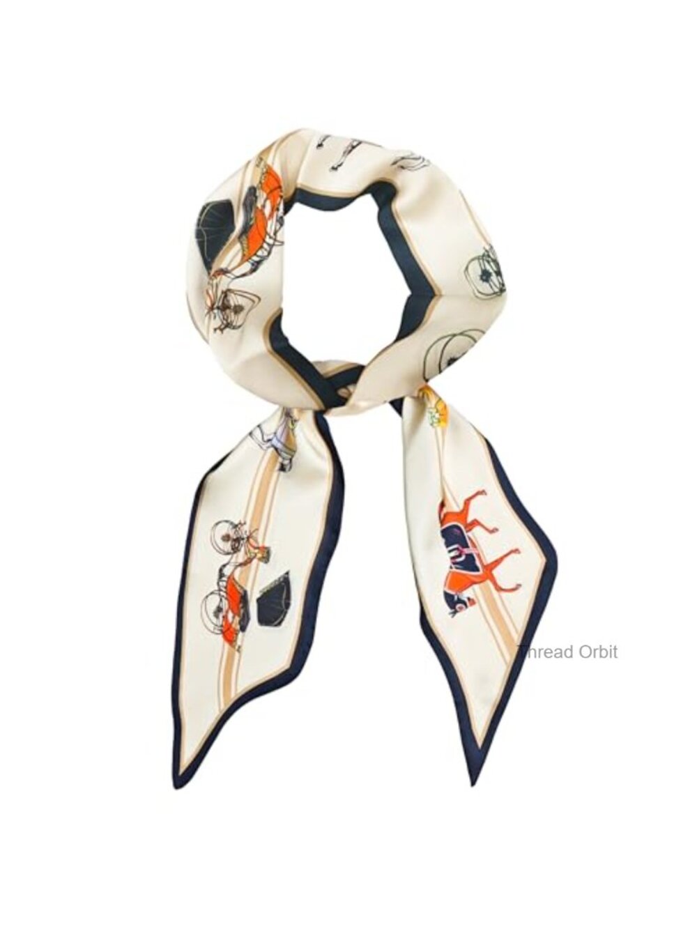 Silk-Like Satin Skinny Scarf Purse Hair Headband Women Accessory